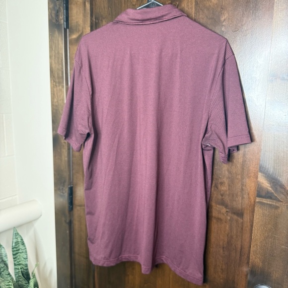 01.ALGO Men's 01 Performance Quick Dry Moisture Wicking Striped Maroon Polo L - Picture 6 of 7